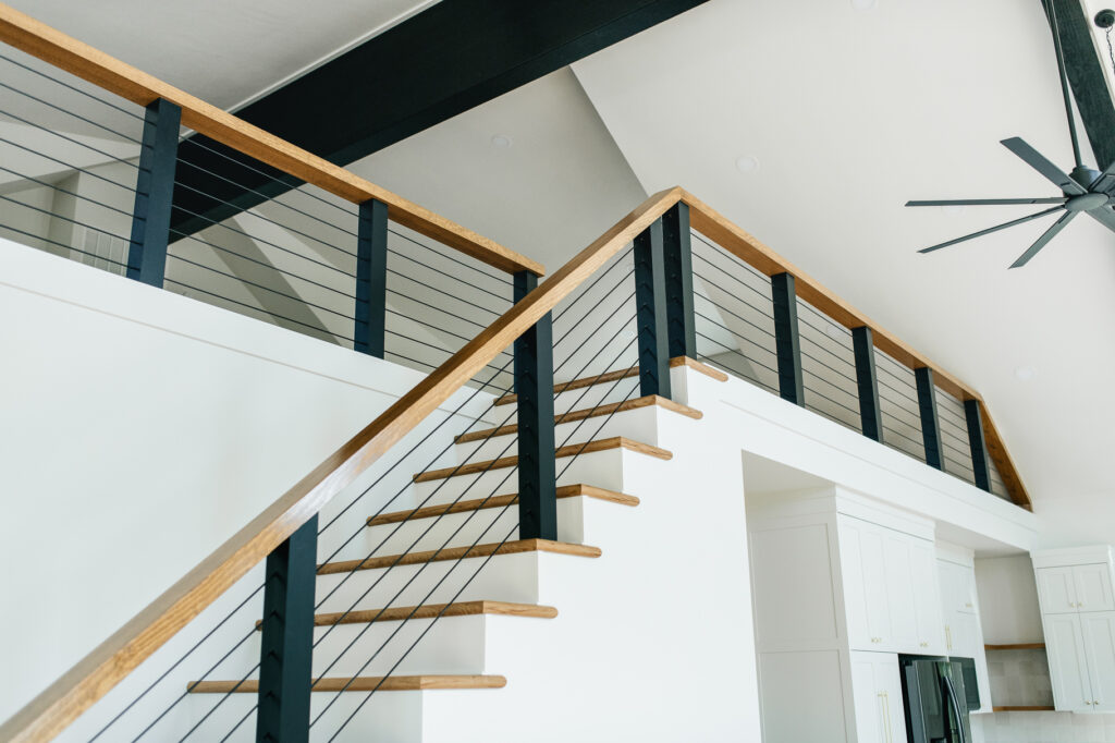 custom staircase | cable railing new construction